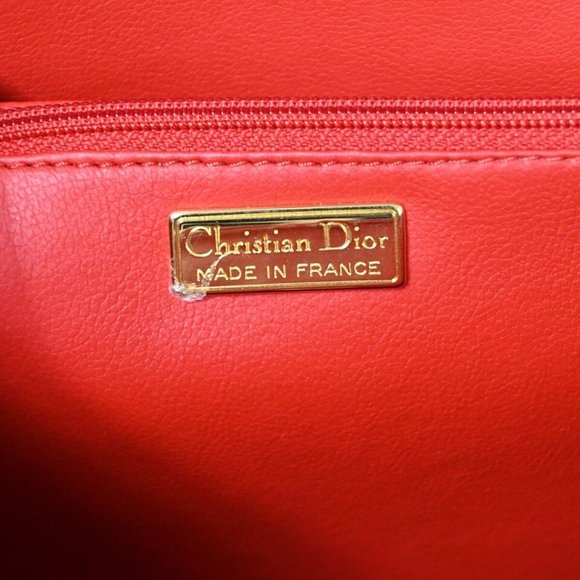 (D393) CHRISTIAN DIOR Logo 2Way Shoulder Hand Bag Leather Red - Picture 9 of 9